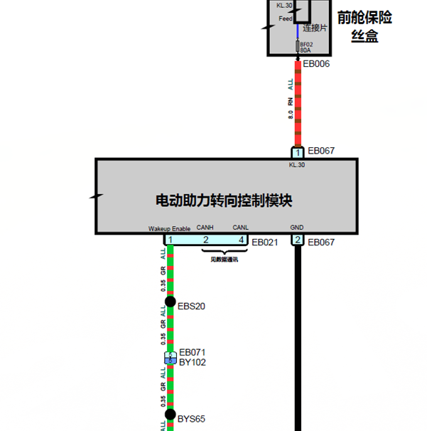18年名爵MG6转向系统线路图
