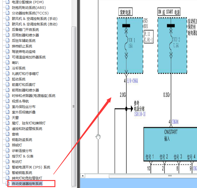 2012年现代IX35变速箱线路图