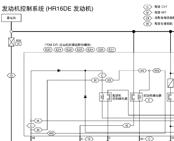 2016年日产轩逸发动机电路图