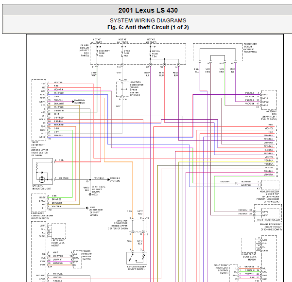 01年凌志LS430防盗电路图