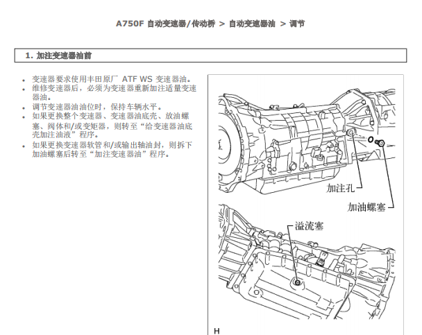 2016年丰田酷路泽变速箱吧油相关资料