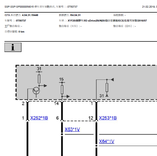 16年宝马X3驻车辅助线路图