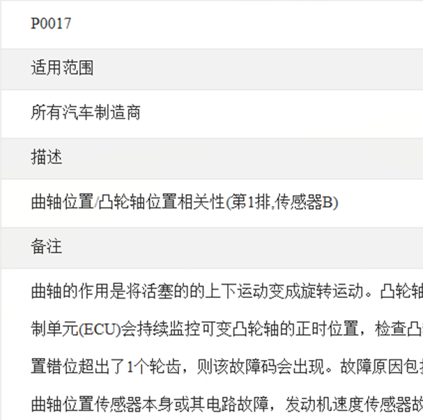 14年现代P0017故障码资料