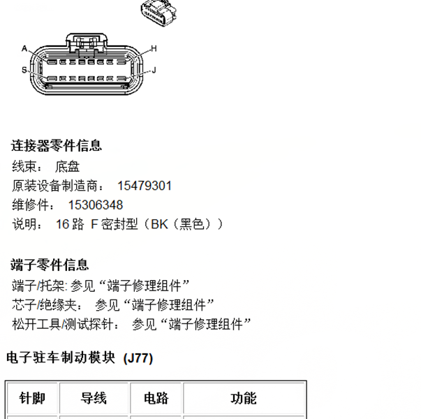 08年凯迪拉克CTS ABS针脚资料