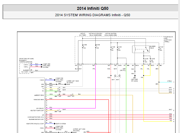 2014年英菲尼迪Q50电路图