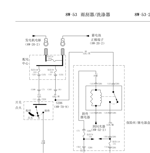 北汽勇士雨刮电路图