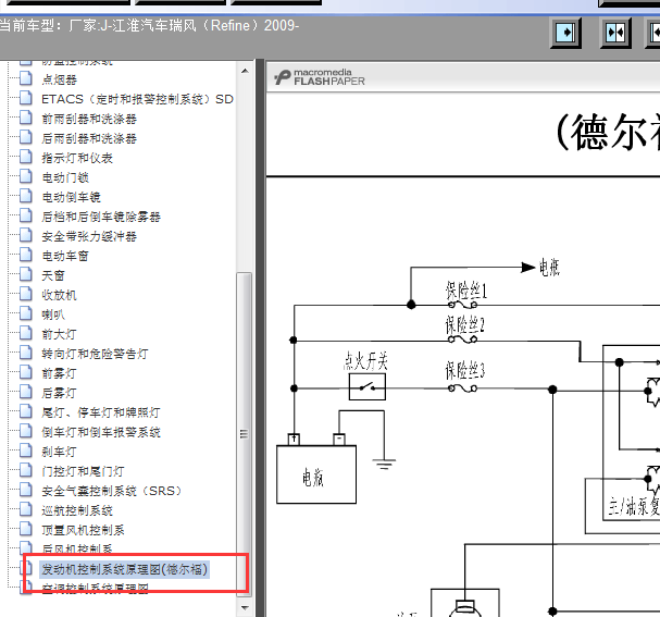 09年江淮瑞风发动机线路图