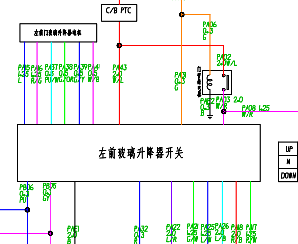 郑州日产御轩车窗电路图