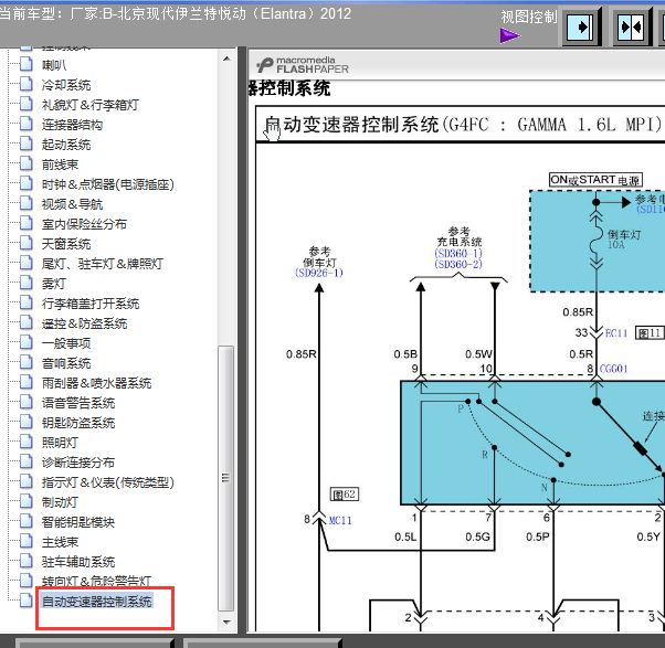 2012年现代伊兰特悦动变速箱电路图