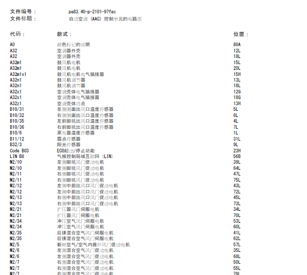 15年奔驰GLK260空调线路图