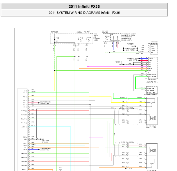 11年英菲尼迪FX35灯光线路图