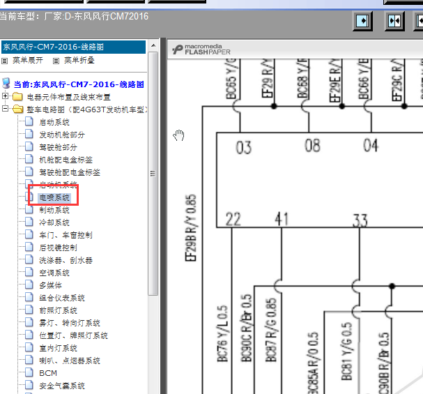 16年东风风行 CM7发动机线路图