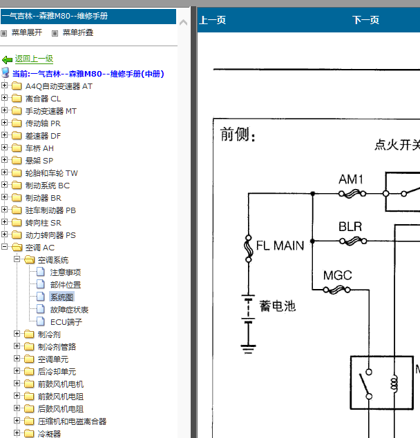 10年森雅M80空调系统电路图
