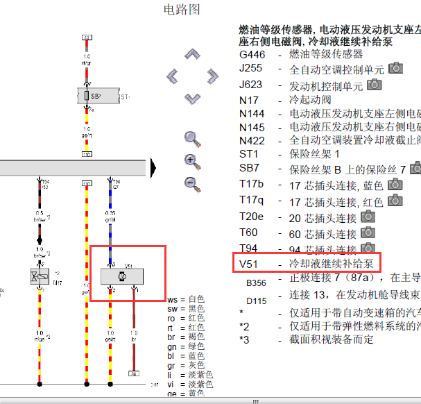 奥迪CDZ发动机水泵电路图