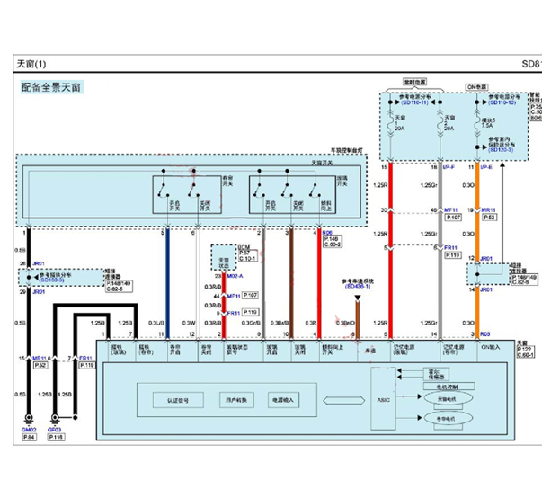 15年现代新胜达天窗线路图