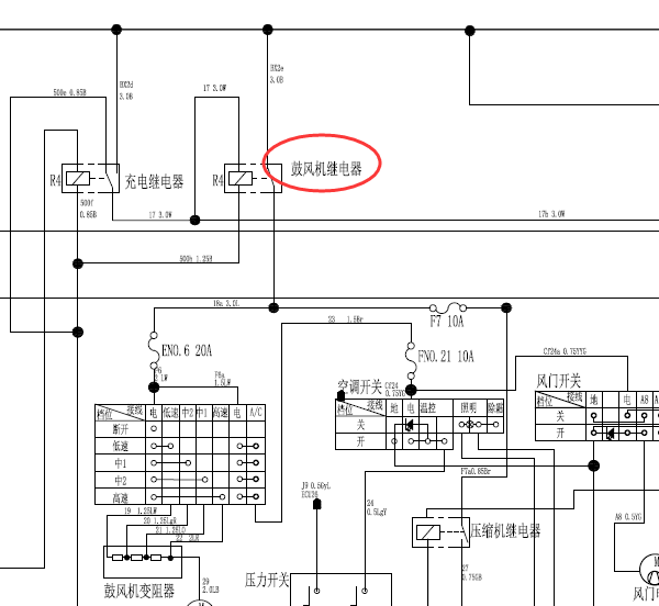 江铃宝典鼓风机继电器线路图