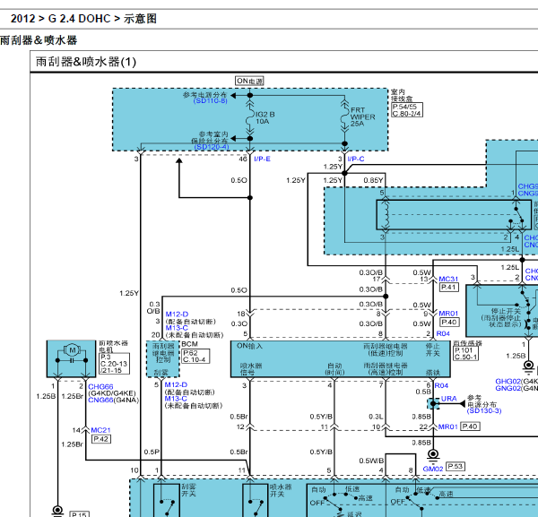 12年起亚智跑雨刮线路图