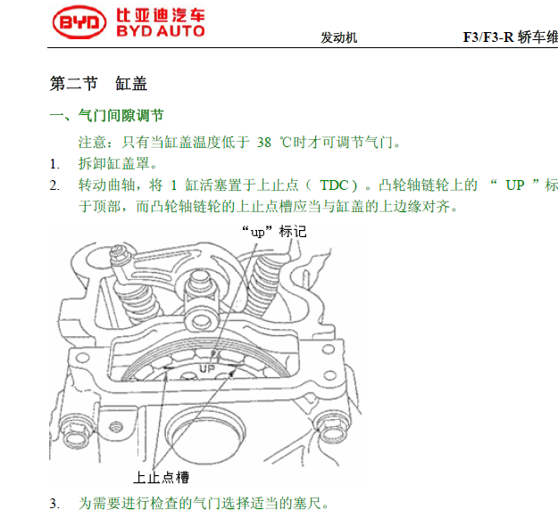 10年比亚迪F3气门间隙调整