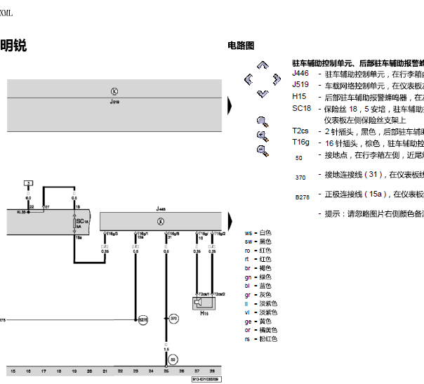 12款斯柯达明锐倒车雷线路图