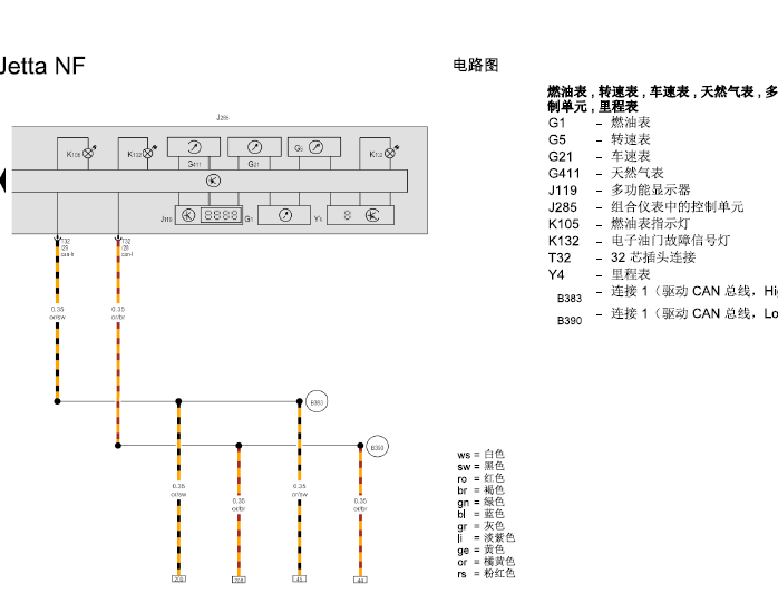 14年大众捷达双燃料发动机线路图