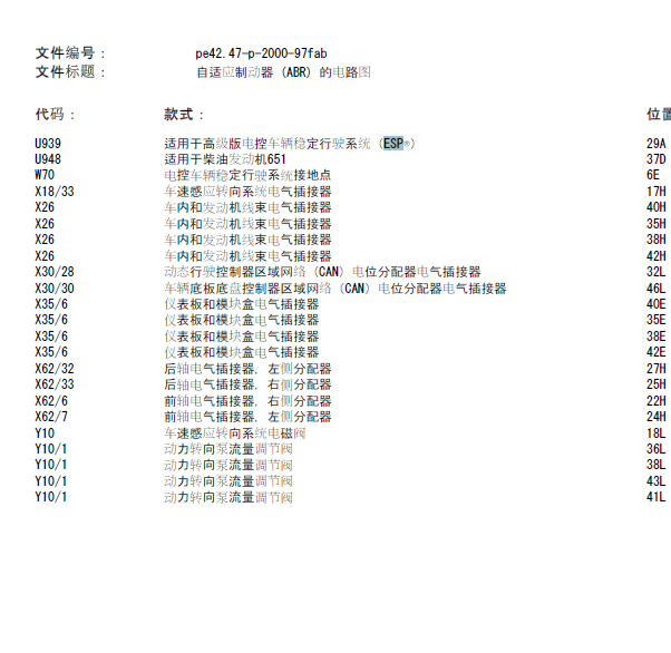 11年奔驰C200 ESP线路图