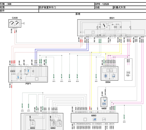 09年标致308敞篷系统线路图