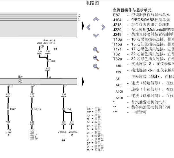 2001年奥迪a6L空调系统线路图