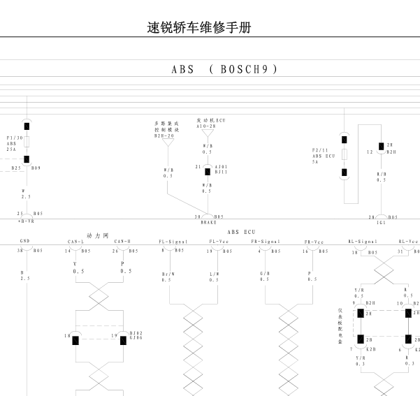 14年比亚迪速锐ABS线路图