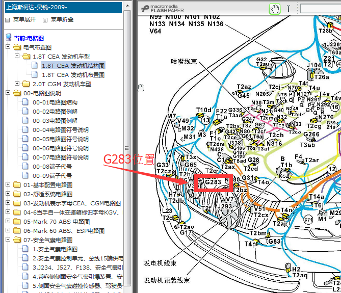 2009年斯柯达昊锐碰撞传感器位置