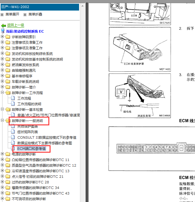 日产碧莲发动机电脑端子图