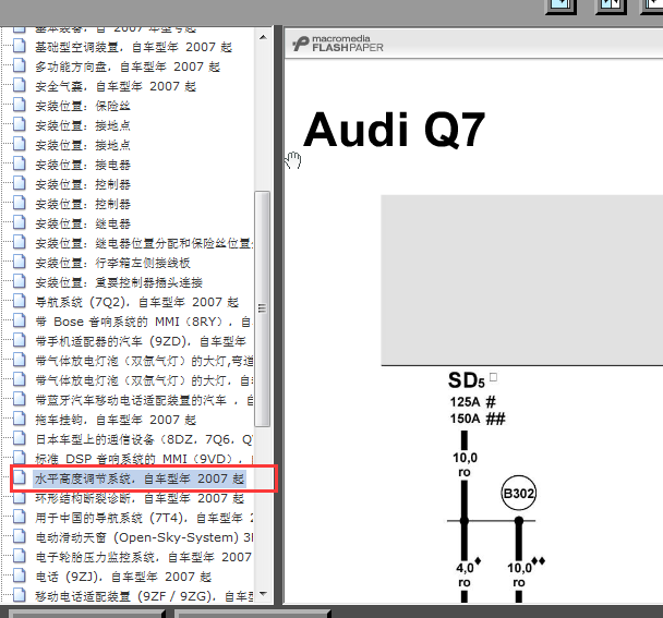 07年奥迪Q7悬架线路图