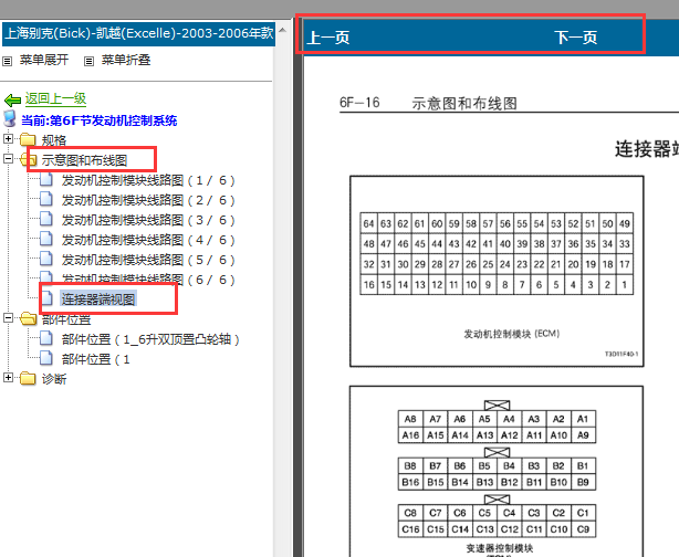 2003-2007年别克凯越发动机针脚