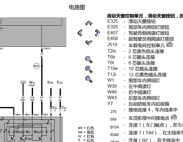 2009年迈腾天窗电路图