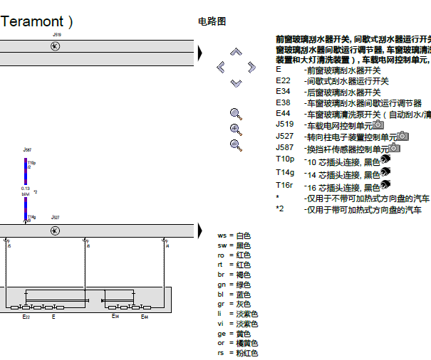 2018年大众途昂雨刮电路图