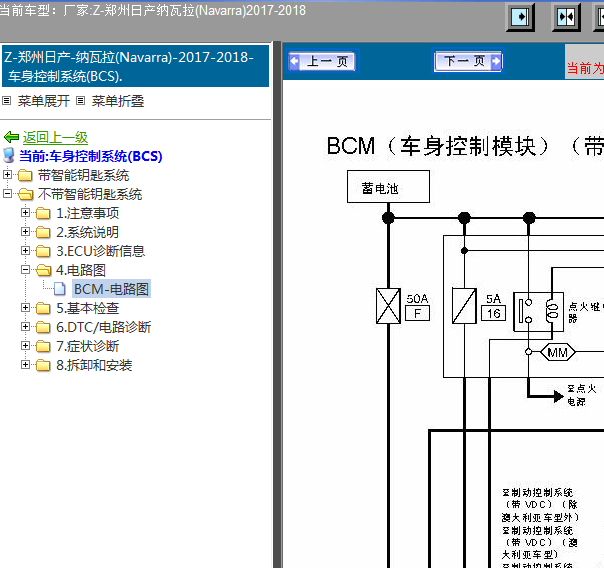 17年郑州日产纳瓦拉车身线路图