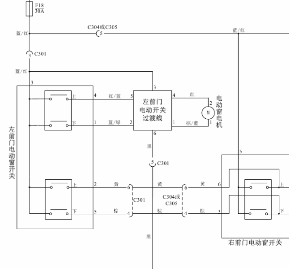 五菱荣光车窗线路图