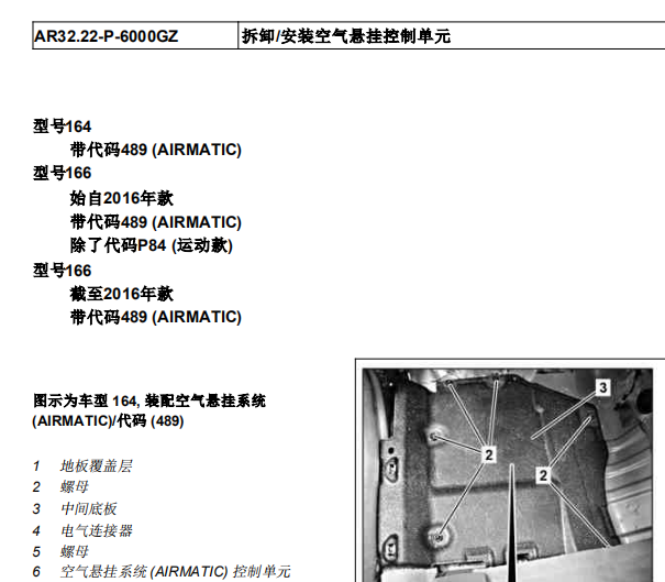 11年奔驰GL320悬架系统维修手册