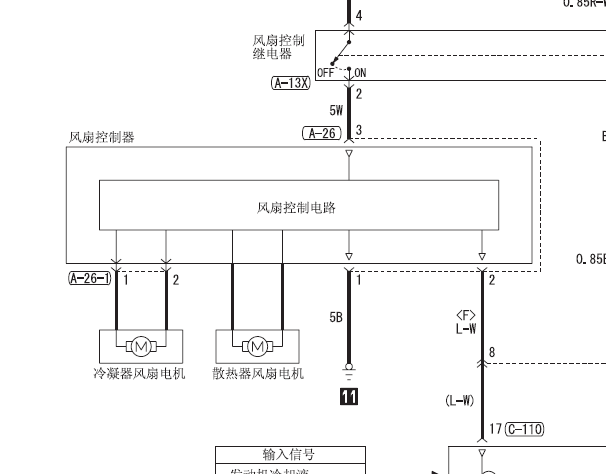 2007年三菱发动机冷却风扇电路图