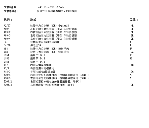 11年奔驰GL350胎压系统线路图