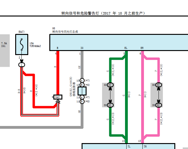 2016年丰田霸道转向灯电路图