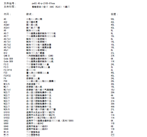 14年奔驰ML400空调系统线路图