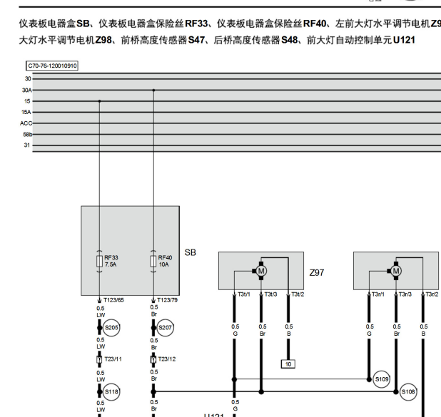 2015年绅宝D70大灯电路图