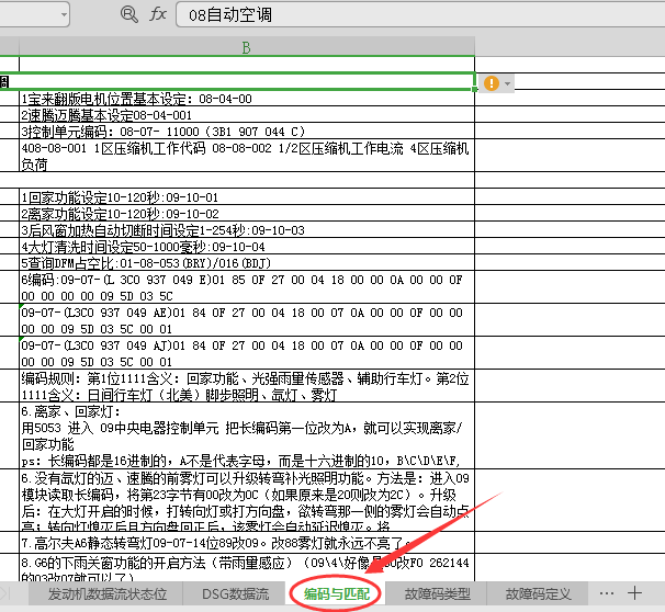 大众编码相关资料