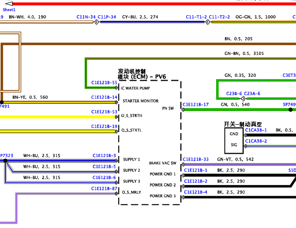 2017年捷豹XF 发动机电路图
