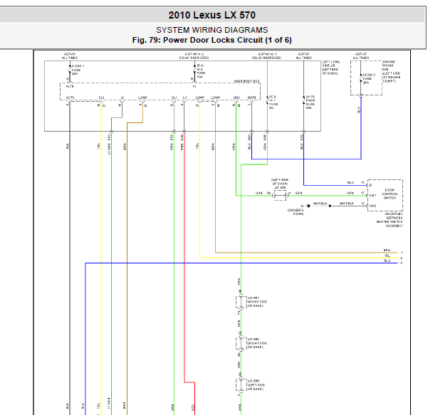 10年凌志LX570中控锁电路图