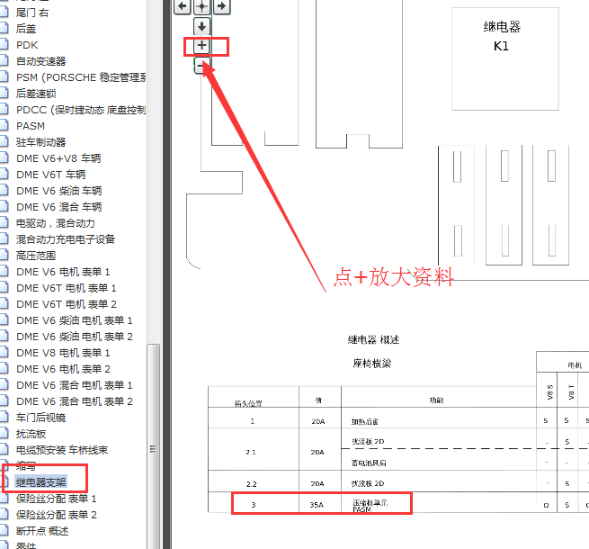 2014年保时捷卡宴打气泵（压缩机）继电器位置