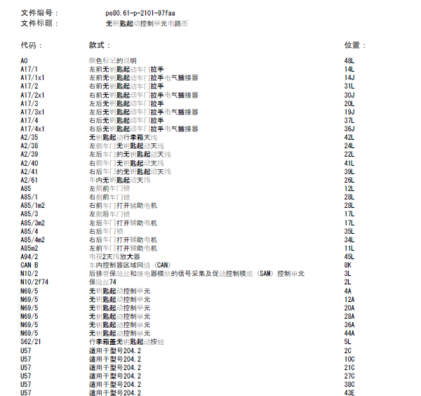 08年奔驰C230无钥匙线路图