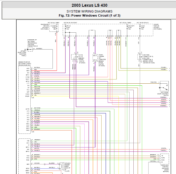 03年凌志LS430车窗线路图