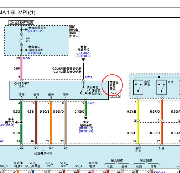 15年起亚KX3档位开关线路图