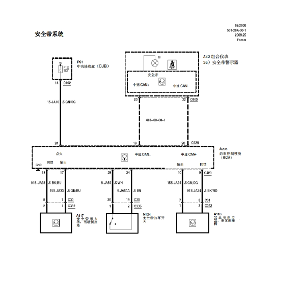 10年福特福克斯安全系统线路图